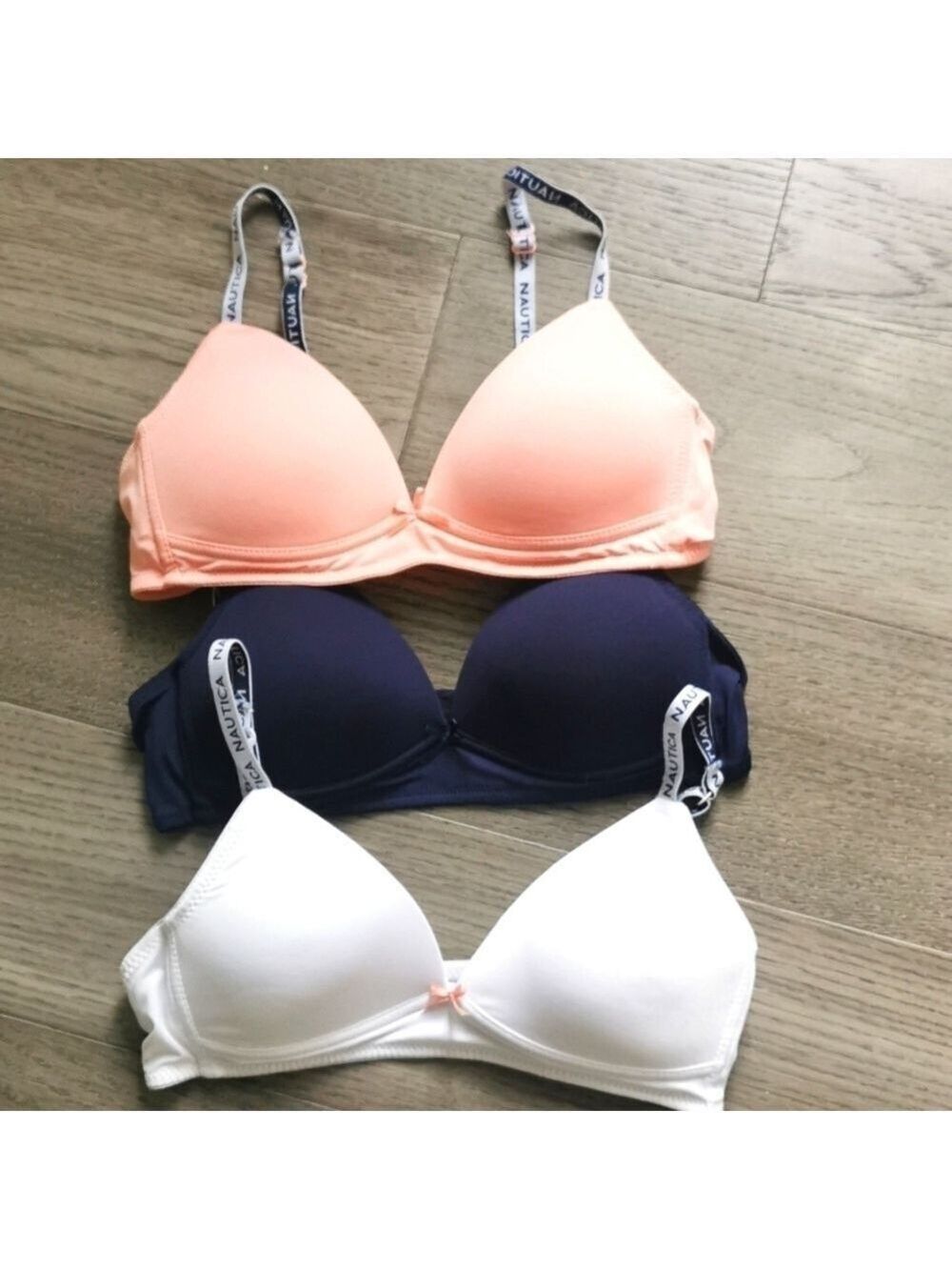 NWOT Nautica Girls padded training bras 3 pack. Size 34 A.
